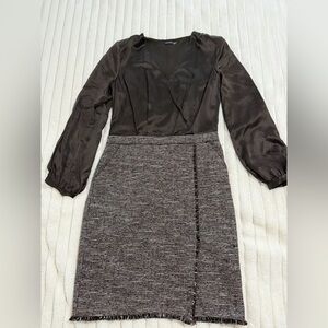 Magaschoni Satin Black V-Neck Blouse silk/ cotton combo